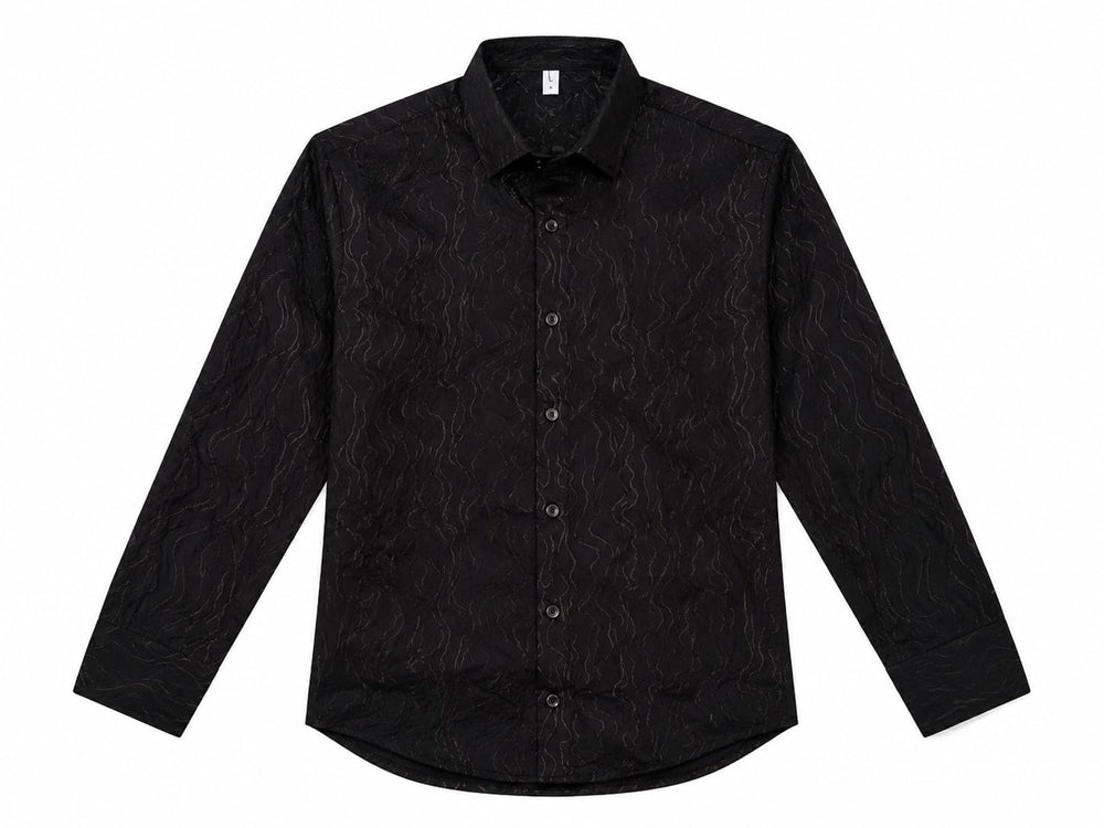 Men’s Textured Black Casual Shirt | Full Sleeve Regular Fit for Men | Premium Designer Stylish Upper Body Wear